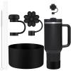 6 Pcs Accessories for Stanley Cup 20-40oz,2 Straw Covers,2 Replacement Straws,1 Straw Brush,1 Boot Included, Silicone Straw Cover Caps Topper (Black) view 1