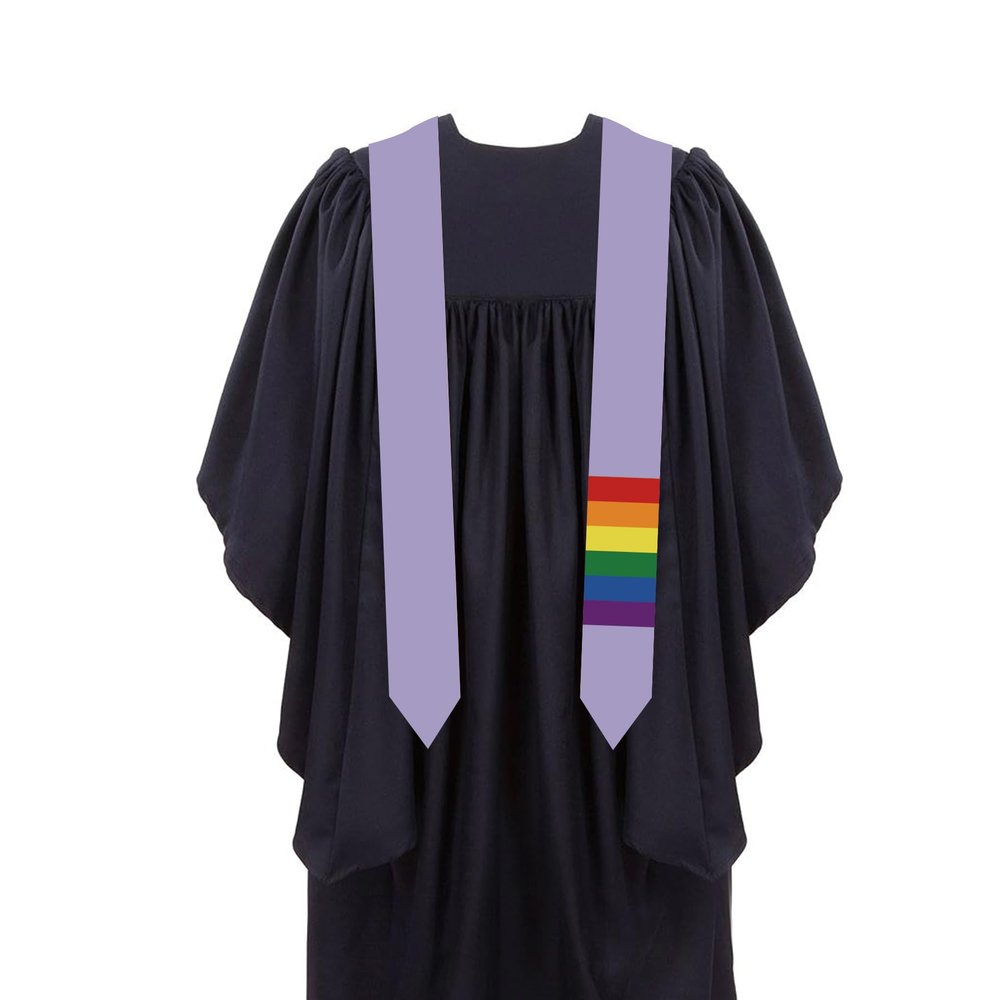 Deshioki Rainbow Lavender LGBT Graduation Stole Flag Graduation Sash Scarf Graduation Gift Unisex Flag for International Students (Rainbow Lavender LGBTQ+ Gay Queer)