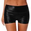 Lejafay Women's Metallic Rave Booty Shorts Hot Pants Shiny High Waisted Bottoms for Dance Festival Black Small view 1