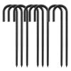 12 Inch Rebar Stakes, 8 Pack J Hook Heavy Duty Ground Stakes for Canopy Tent Trampoline and Chain Link Fence Rust Proof Coated Steel Ground Stakes Ground Anchors (Black) view 1