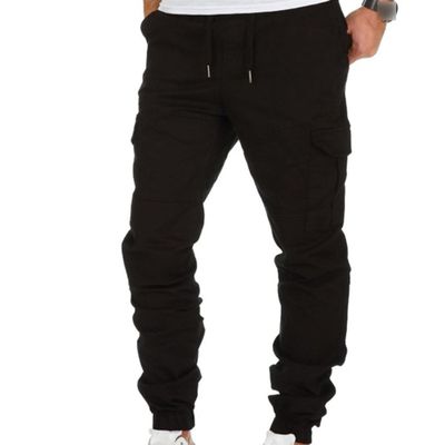 JEsilunmaMY Casual Cargo Pants for Men Drawstring Joggers Sweatpants with Multi Pockets Outdoor Workout Running Hiking Pants (Black,3X-Large)