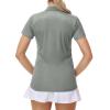 Golf Outfits for Women,Lightweight Moisture Wicking Short Sleeve Shirt Quick Dry Polo Shirt for Women(Grey-XL) view 2