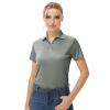 Golf Outfits for Women,Lightweight Moisture Wicking Short Sleeve Shirt Quick Dry Polo Shirt for Women(Grey-XL) view 3