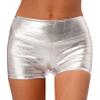 YiZYiF Women's Metallic Rave Booty Shorts Shiny High Waisted Shorts Hot Pants Dance Festival Bottoms Silver Medium view 1