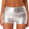 YiZYiF Women's Metallic Rave Booty Shorts Shiny High Waisted Shorts Hot Pants Dance Festival Bottoms Silver Medium view 4
