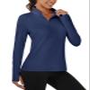MAGCOMSEN Womens Quarter Zip Pullover Athletic Fleece Top 3/4 Zip Pullover for Running Sweatshirt Warm Base Layer Navy,XL view 1