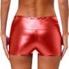 YiZYiF Women's Metallic Rave Booty Shorts Shiny High Waisted Shorts Hot Pants Dance Festival Bottoms Red Small view 2