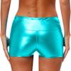 Hedmy Womens Metallic Booty Shorts High Waisted Shiny Rave Bottoms for Dance Festival Costumes Blue Green Small view 2