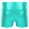 Hedmy Womens Metallic Booty Shorts High Waisted Shiny Rave Bottoms for Dance Festival Costumes Blue Green Small view 4