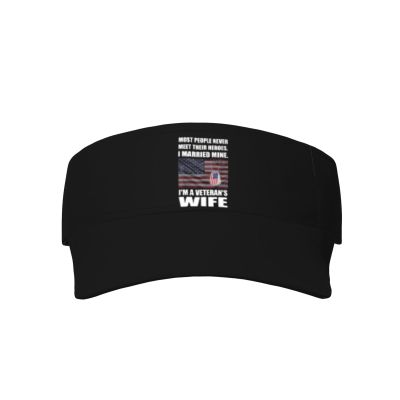 Piguncle I Married My Hero Proud Veterans Wife Ultimate Sun Protection Sunscreen Visor Cap Black
