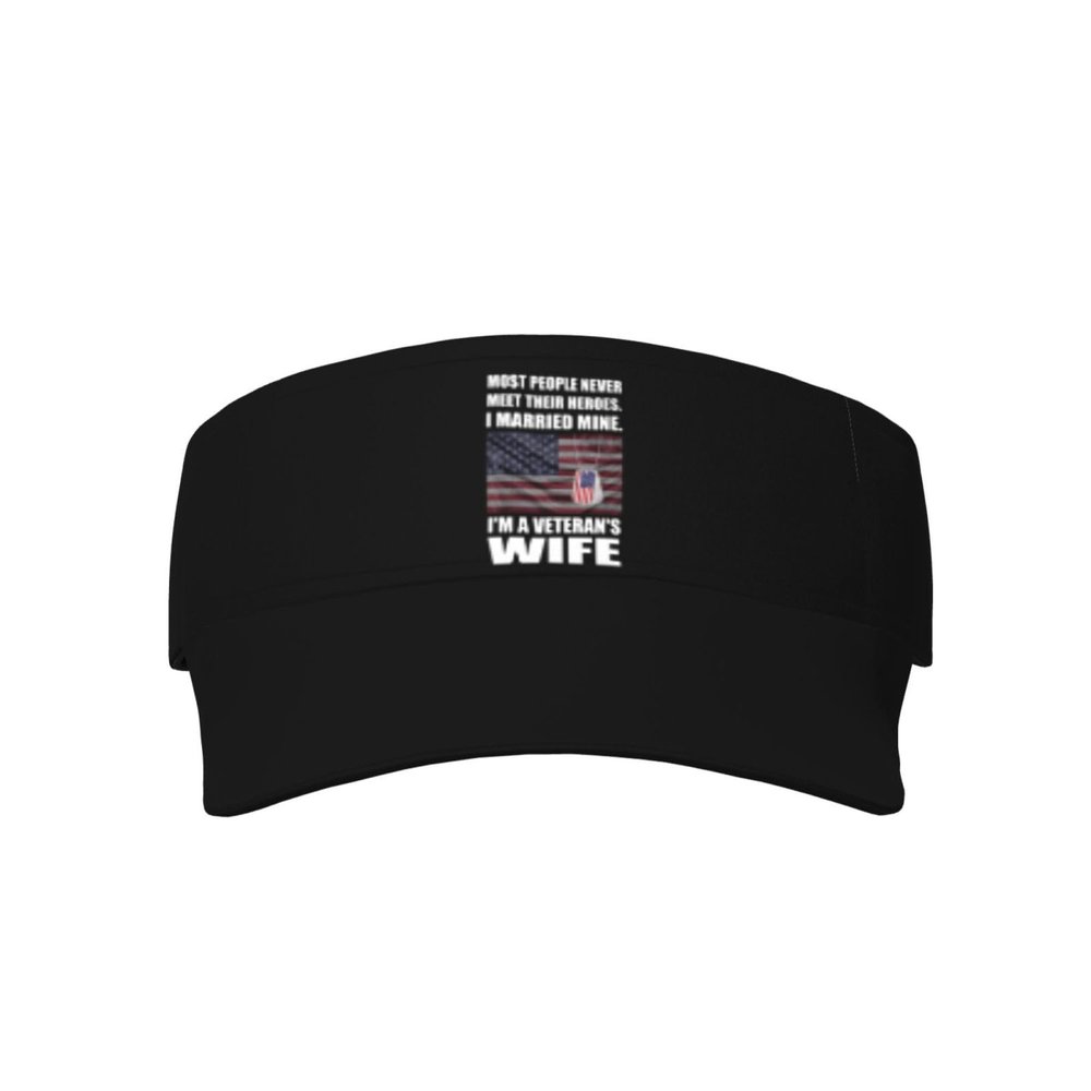 Piguncle I Married My Hero Proud Veterans Wife Ultimate Sun Protection Sunscreen Visor Cap Black