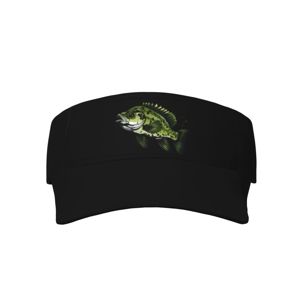 Piguncle Crappie Fish 2 Ultimate Sun Protection Sunscreen Visor Cap Black