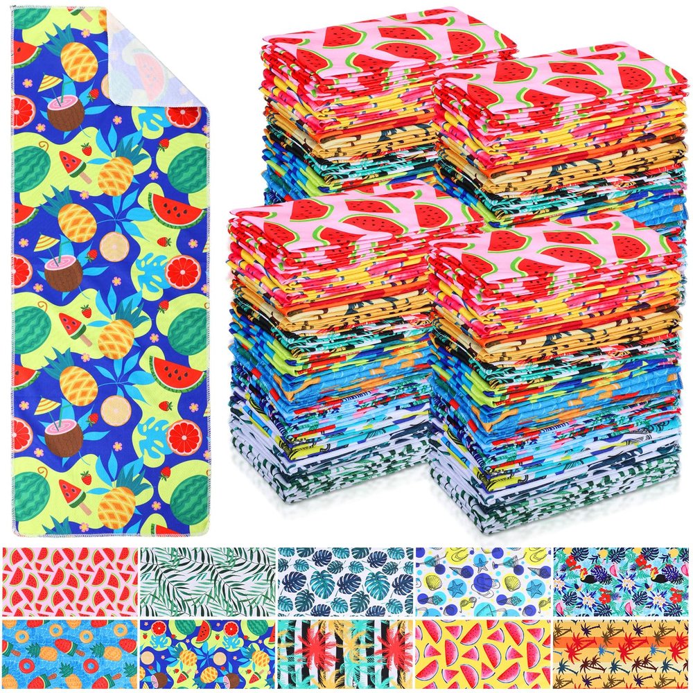 Hosuly 50 Pack Cooling Towel Bulk Summer Style Ice Towel for Beach Chilly Breathable Polyester Soft Sport for Neck Yoga Athletes Gym Workout Camping Fitness Running 32 x 12 Inch