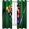 FNOIMO Green Pool Table Window Curtains, Billiards Enthusiasts Window Curtain Set of 2 Panels, 3D Printed Noise Reducing Grommet Drapes for Living Room Nursery Kids Girls Bedroom 79" W x 63" L view 3
