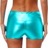 Lejafay Women's Metallic Rave Booty Shorts Hot Pants Shiny High Waisted Bottoms for Dance Festival Blue Green Small view 2