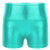 Lejafay Women's Metallic Rave Booty Shorts Hot Pants Shiny High Waisted Bottoms for Dance Festival Blue Green Small view 3