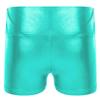 Lejafay Women's Metallic Rave Booty Shorts Hot Pants Shiny High Waisted Bottoms for Dance Festival Blue Green Small view 4