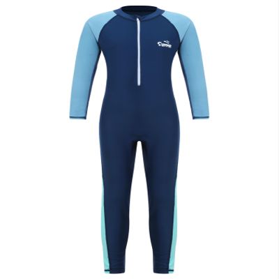 Sxiwei Kids Girls Athletic Swimsuit Long Sleeve One Piece Full Body Rash Guard Swimwear Bodysuit Navy Blue 5-6 Years