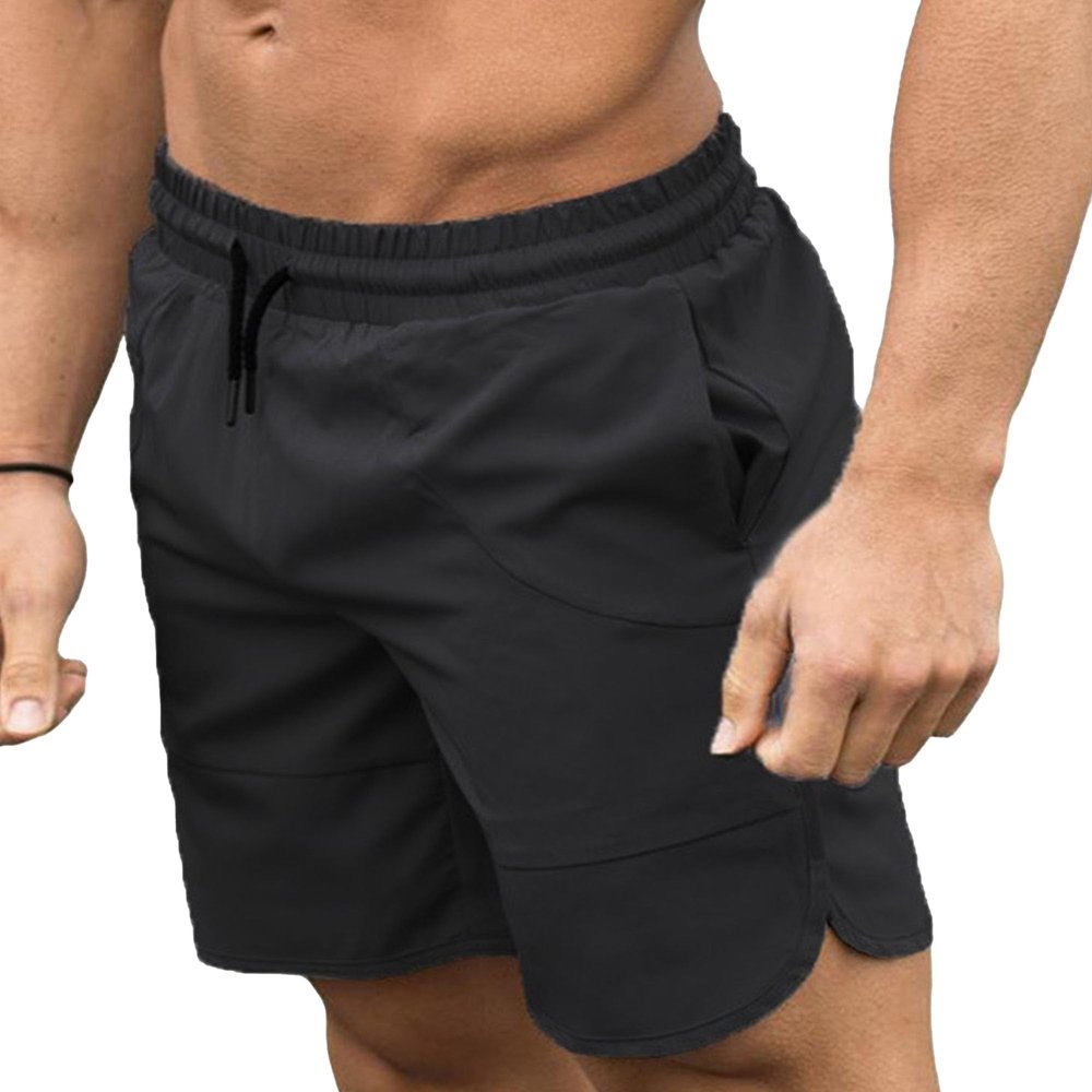 SWJGLITTR Men's Quick-Dry Lightweight Short Workout Athletic Gym Sports Shorts Basketball Running with Pockets Short Pant (Black,Medium)