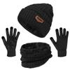 3-Pieces Winter Beanie Hat Scarf and Touch Screen Gloves Set Warm Knit Skull Cap for Men Women, W-Khaki(Hat Scarf Gloves) view 1