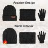 3-Pieces Winter Beanie Hat Scarf and Touch Screen Gloves Set Warm Knit Skull Cap for Men Women, W-Khaki(Hat Scarf Gloves) view 2