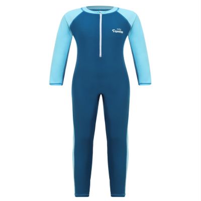 Freebily Kids Girls One Piece Full Body Swimwear Bodysuit Long Sleeve Surfing Rash Guard Swimsuit Sky Blue 3-4 Years