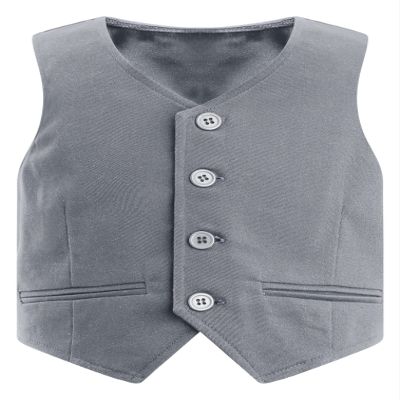 JEATHA Kids Boys Formal Tuxedo Suit Vest Classic Fit V-Neck Button Down Gentleman Suit Waistcoat for Wedding Party Gray 8 Years