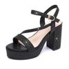 kkdom Platform Heels for Women Strappy Block Chunky High Heels Open Toe Fashion Party Evening Prom Wedding Ankle Buckle Dress Pump Sandals Shoes Black US Size 8