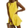 Linen Tank Tops for Women Summer Mini Sundress Loose Fit Sleeveless Tunic Tops Plus Size Stylish Lace Hem Tunic Dress,Yellow,S view 1