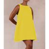 Linen Tank Tops for Women Summer Mini Sundress Loose Fit Sleeveless Tunic Tops Plus Size Stylish Lace Hem Tunic Dress,Yellow,S view 3