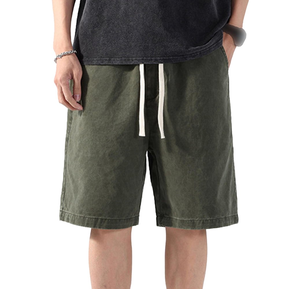SWJGLITTR Mens Drawstring Work Shorts Relaxed Fit Outdoor Lightweight Short Pant Casual Cotton Summer Cargo Short (Green,4X-Large)