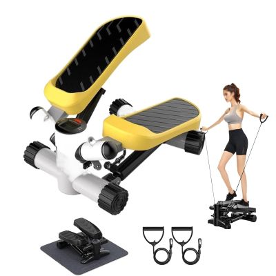 AYGJKIE Steppers for Exercise at Home, Exercise Stepping Machine with Resistance Band Non-Slip mat and Digital Monitor Fitness Stepper (Color : Yellow, Size : 390X250X300mm)