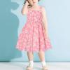 KAGAYD Toddler Girl's Floral Print Dress Spaghetti Strap Flared A Line Dress Summer Sundress (Pink, 1-2 Years) view 2