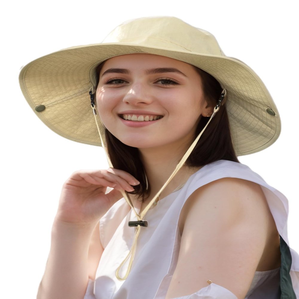 361 Sun Hats for Women Men UV Protection Summer Hat Wide Brim Packable UPF50 Cowboy Hat Hiking Fishing Hats Unisex, Beige