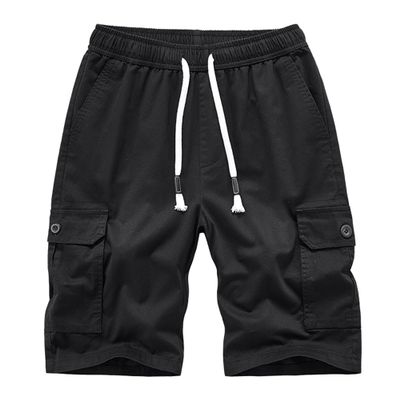 SWJGLITTR Mens Multi Pocket Work Shorts Elastic Waist Relaxed Cargo Short Lightweight Elastic Waist Outdoor Short Pants (Black,40)