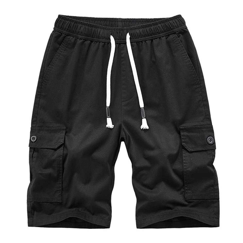 SWJGLITTR Mens Multi Pocket Work Shorts Elastic Waist Relaxed Cargo Short Lightweight Elastic Waist Outdoor Short Pants (Black,40)