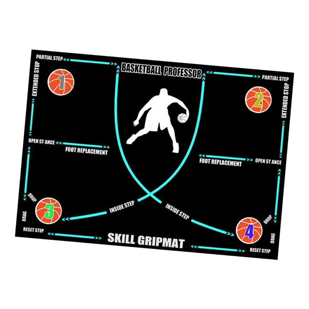 Colaxi Basketball Footwork Mat Basketball Training Mat Silent Antislip Basketball Skills Training Equipment Basketball Footstep Mat, Blue Line with Strap
