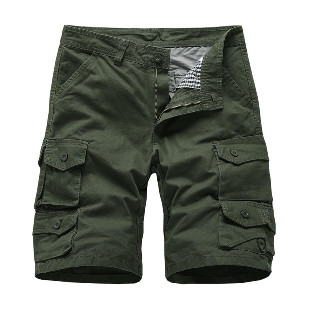 SWJGLITTR Men's Multi Pocket Short Overall Cotton Lightweight Casual Outdoor Short Summer Straight Cargo Short Pant (Green,32)