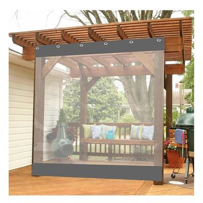 Vinyl Curtains Tarp Panel, 20 Mil Tarpaulin Waterproof Outdoor Curtains for Patio, Balcony Pergola Partition Screen - Block Rain and Wind, Tear Resistant ( Color : Gray side , Size : 4.5X2.1M/14.8x6.9