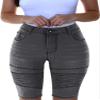 Zylphorix Womens Knee Length Curvy Stretch Short Jeans Middle Rise Stretchy Denim Shorts Summer Mid Waisted Denim Shorts (X-Large,Dark Gray) view 1