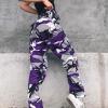 NineFit Basics Camo Cargo Pants for Women High Waisted Casual Military Army Cargo Combat Work Pants Fashion Y2K Jogger Hiking Trousers, Small, Purple view 2