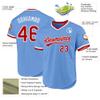 Custom Team Jerseys Baseball for Youth Men Women Boys Girls, Personalized Light Blue, White and Red Casual T-Shirts with Large Mesh, Design Your Own Sports Uniform with Stitched Name Number Logos view 2