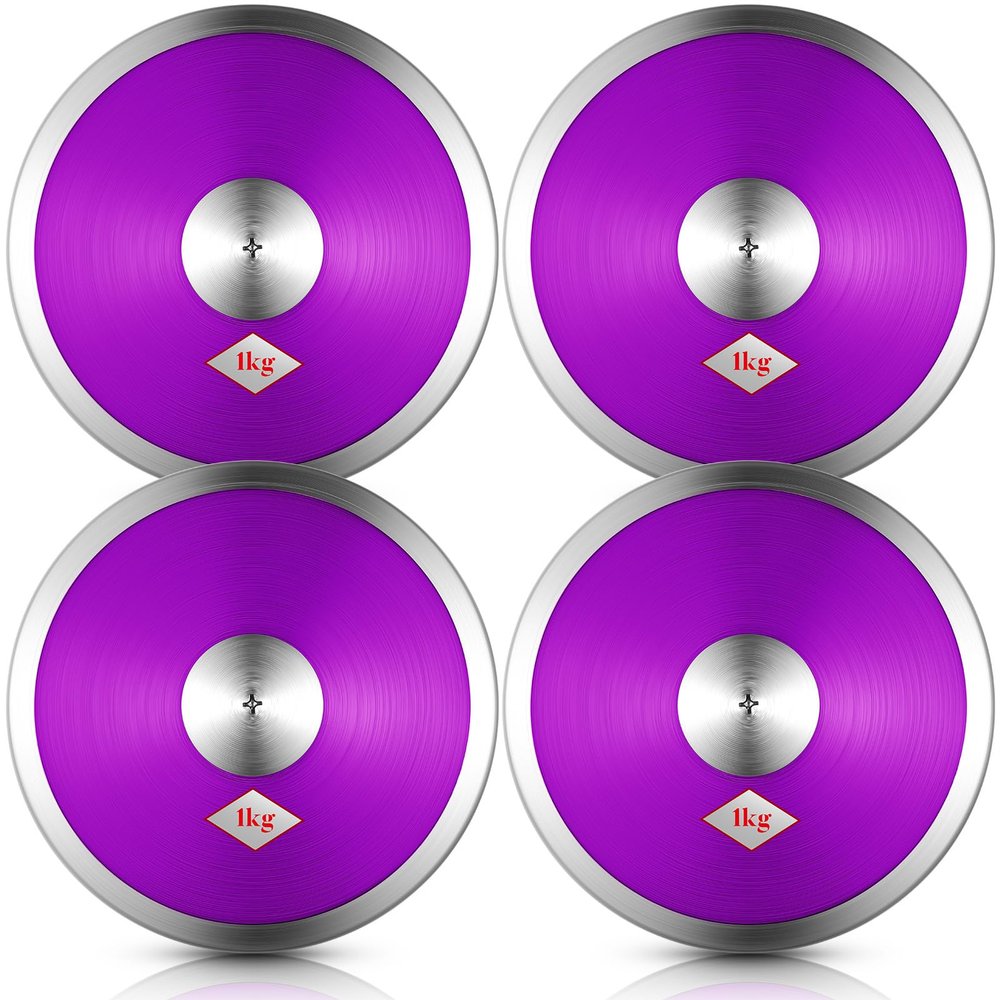 VercanMonth 4 Pcs Sports Training Discus Boys Girls Discus Track and Field Discuses Training Equipment for High School and College Throwers Practice and Competition(Purple)