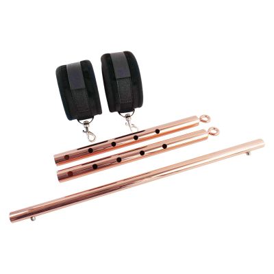 Spreader Bar Rose Gold Heavy Duty Stainless Steel Adjustable with 2pcs Black PU Strap, Yoga Training Fitness Gear, Workout Bar,Sports Gym Kit (Rose Gold-Black)