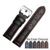 CAREG Quality Brown Handmade Band Men Watchband Compatible With Panerai Leather Watch Straps Male Replacement Bands Wist Bracelet 22mm 24mm 26mm Durable ( Color : Blue-Blue Line , Size : 22mm Silvery view 2