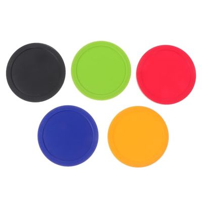 GANAZONO 5pcs Mini Air Hockey Pucks Durable Indoor Game Accessories for Fun Family Play Multi-Color Red Green Black