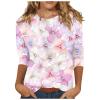3/4 Sleeve Shirts for Women Womens 3/4 Sleeve Tops and Blouses Dressy Casual Floral Print Crewneck Tshirt Tunic Tops Loose Shirts Graphic Tees Pink XXXL view 1