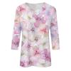 3/4 Sleeve Shirts for Women Womens 3/4 Sleeve Tops and Blouses Dressy Casual Floral Print Crewneck Tshirt Tunic Tops Loose Shirts Graphic Tees Pink XXXL view 4
