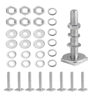 T Slot Bolts for Roof Rack Cross Bars, Platform, Cargo Basket, Stainless Square T Track Bolt Adapter to Secure Bike/Ski/Kayak Rack, Solar Panel, Awning (M8 x 65mm, 4mm Thick)