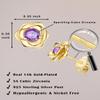 14K Gold Plated 925 Sterling Silver Post Rose Flower Stud Earrings for Women Birthstone Cubic Zirconia Studs Earrings Hypoallergenic & Nickel Free Jewelry Yellow Gold Plated Alexandrite Purple view 3